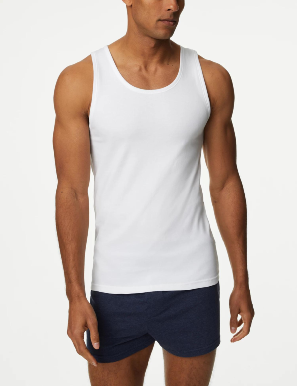 White Sleeveless Undershirts - Image 2